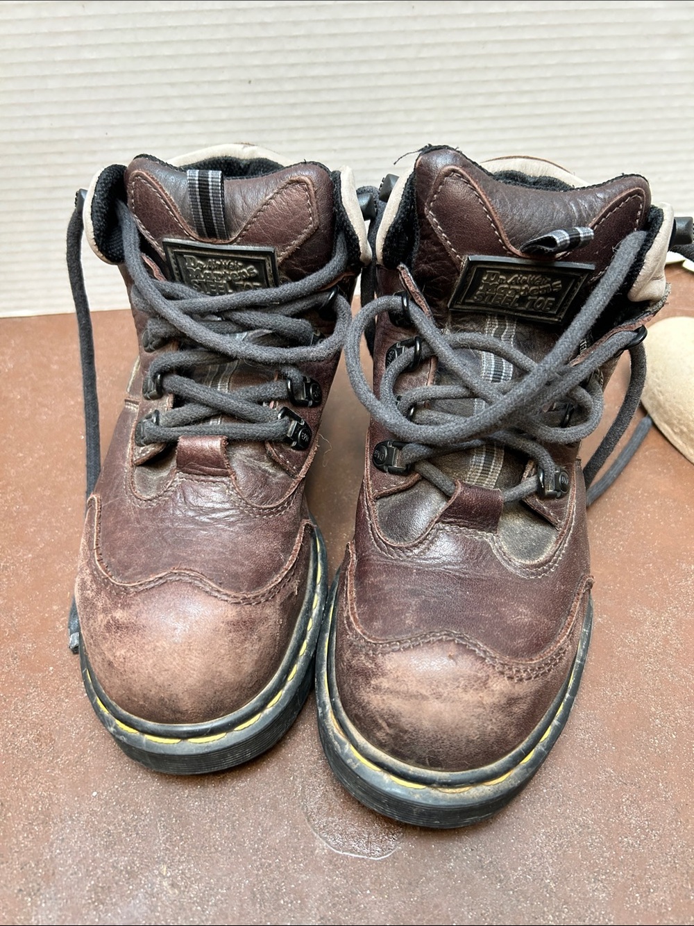 Dr. Martens Brown Leather Lace-Up Combat Boots steel toes